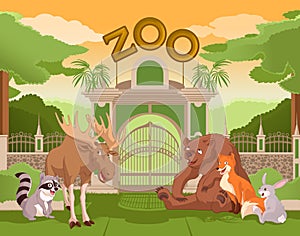 Zoo gate with forest animals 2