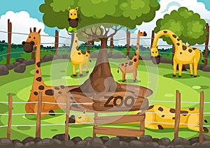 Zoo and giraffe