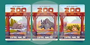 Zoo posters with african animals and wooden arch