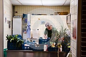 Zoo worker preparing meals for the animals at Berlin Zoo