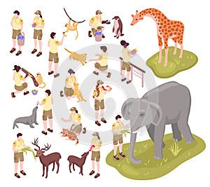 Zoo Workers Isometric Set