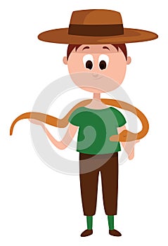 Zoologist with snake , illustration, vector