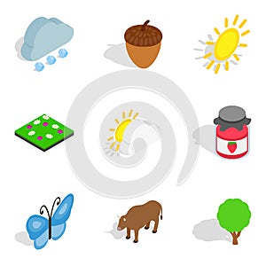 Zoology icons set, isometric style