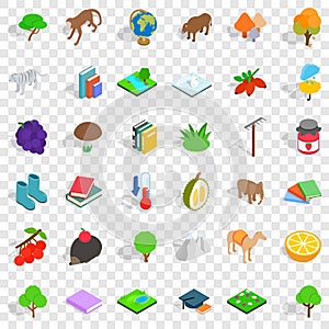 Zoology icons set, isometric style