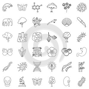 Zoology icons set, outline style