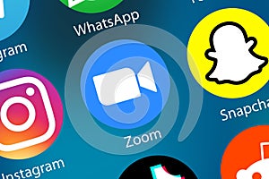 Zoom App videotelephony communication Video Communications logo icon network on the internet background