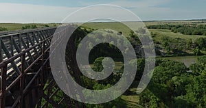 zoom back while looking at bridge on cowboy trail near valentine Nebraska