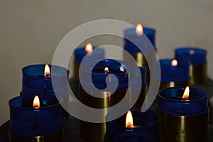 Blue Candels in a small Chuch