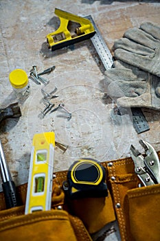 Zoom of carpenters tools