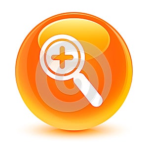 Zoom in icon glassy orange round button