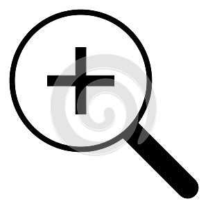 Zoom in icon. Magnify glass with plus sign