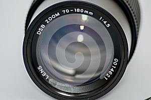 Zoom lens on grey background