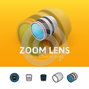 Zoom lens icon in different style