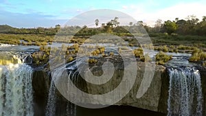 Zoom out of Dray Nur Waterfall and River Landscape