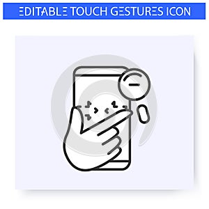 Zoom out horizontal hand gesture line icon