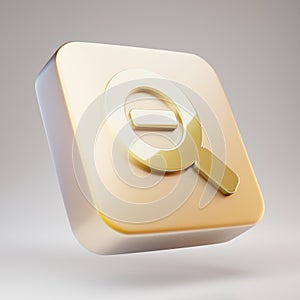 Zoom Out icon. Golden Zoom Out symbol on matte gold plate