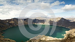 Zoom Out Time Lapse Over The Quilotoa Crater