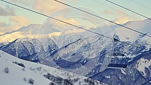 Zoom out time lapse ski lift