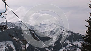 Zoom out from a wintersport landscape in Austria