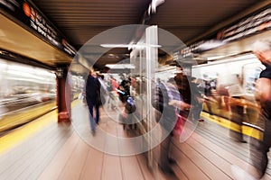 Zoom picture of a subway station in NYC