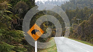 Zoom in shot on a kiwi road sign