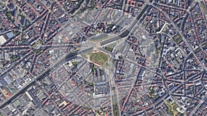 Zoom in from space and focus on Belgium Schaerbeek. 3D Animation.