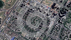 Zoom in from space and focus on China, Nanchang. 3D Animation.