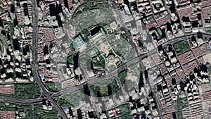 Zoom in from space and focus on China Shanghai. 3D Animation.