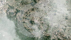 zoom in from space on Hidalgo Pachuca Mexico