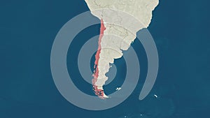 Zoom in to the map of Chile with text, textless