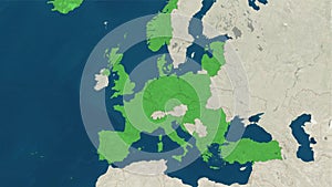 Zoom in to the map of the NATO military alliance countries