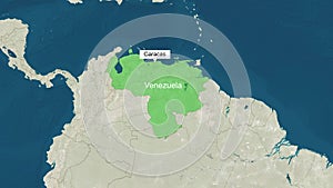 Zoom in to the map of Venezuela with text, textless, and with flag
