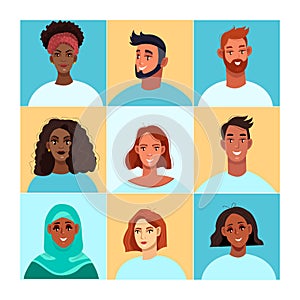 Zoom video conference illustration with diverse peoplesâ€™ faces.