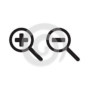 Zoom in and Zoom out magnifying glass icon vector