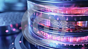 Zoomed in on an illustration of the internal structure of the concentrator showcasing the layers of materials used to