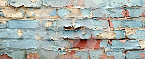 Zoomed-in image of painted brick, focusing on the peeling paint and underlying texture for a distressed effect