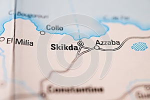 Zoomed in map area showing Skikda in Algeria..