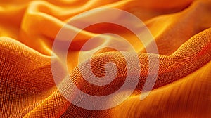 A zoomed-in shot of a fabric in a warm, hypothetical Sunset Orange, showcasing its texture and warm color, occupying the