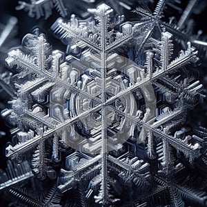 zoomed snowflake group in the winter photo