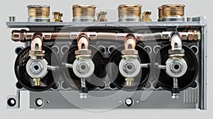 A zoomedin shot of the heat pumps reversing valve a crucial part that controls the direction of refrigerant flow photo