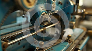 A zoomedin shot of the machines tension dial used to control the tightness of the stitches photo