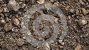 A zoomedin view of compacted dirt displaying its tightlypacked particles and granular texture