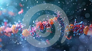 A zoomedin view of a single cell undergoing RNA interference with small RNAs interacting with the enzyme Dicer to form photo