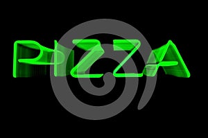 Zooming Green Neon Pizza Sign