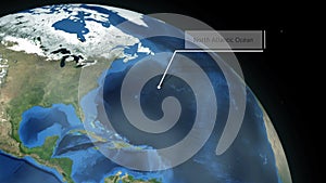 Zooming through space to a location in North America animation - North Atlantic Ocean - Image Courtesy of NASA