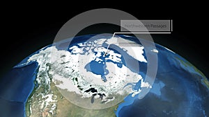 Zooming through space to a location in North America animation - Northwestern Passages - Image Courtesy of NASA