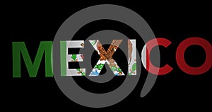 Zooming text Mexico with flag