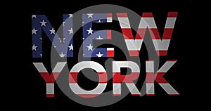 Zooming text New York with flag