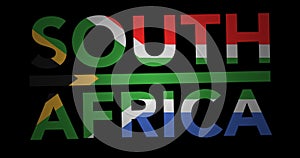 Zooming text South Africa with flag