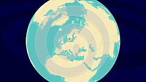 Zooming To Malmoe Location On Stylish World Globe